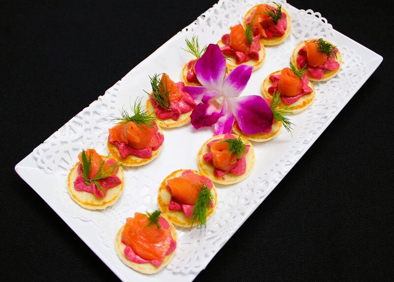 Crackers topped with salmon